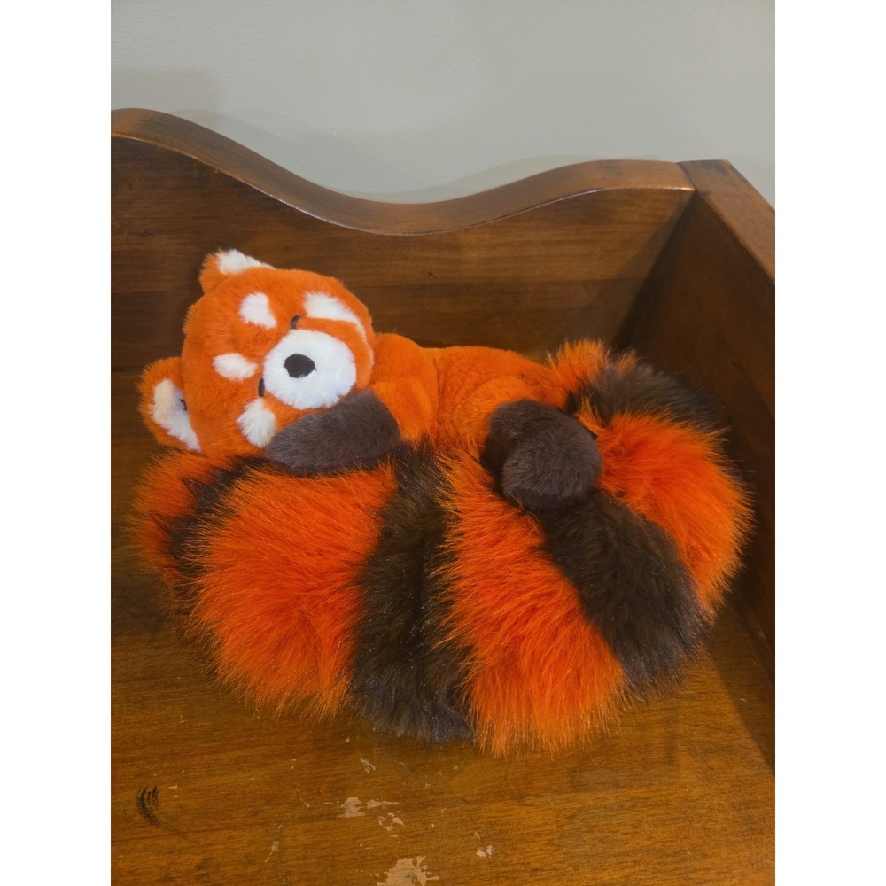 FAO Schwarz Red Panda Plush Big Tails Orange Brown White Ultra Soft Sleeping